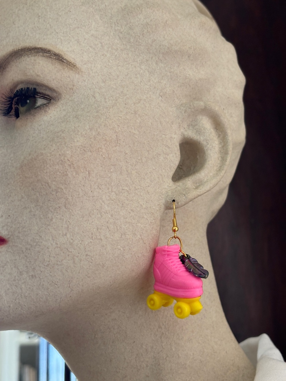Pink Roller Skate Pierced Earrings